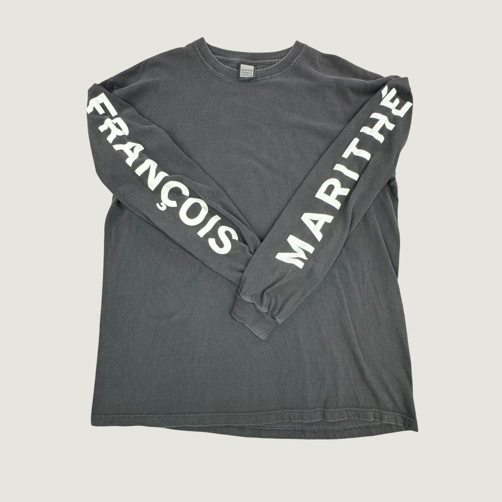 Marithe Francois Girbaud Mens Long Sleeve Graphic T-Shirt Black L 90s Style FLAW